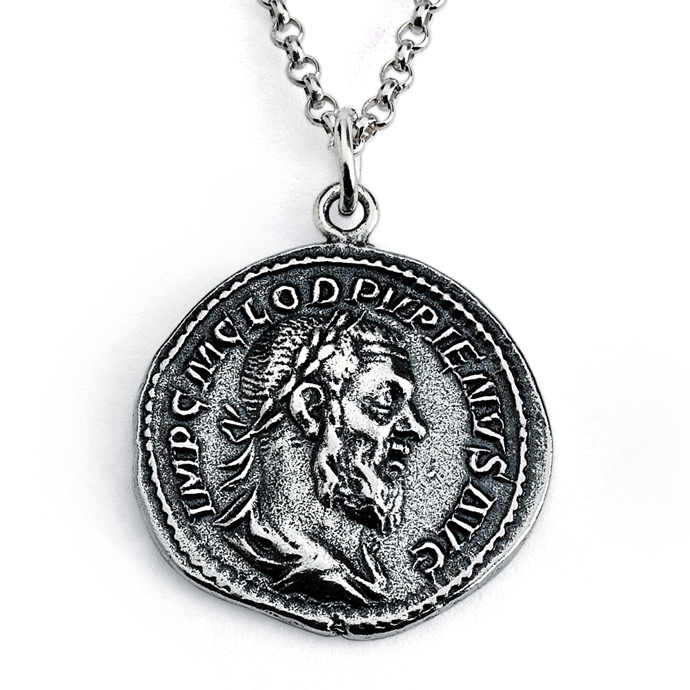 925 Sterling Silver REPLICA Pupienus Roman Coin Pendant Necklace ...